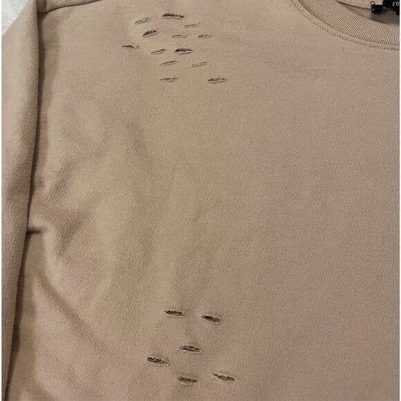 Forever 21 beige / tan tattered sweatshirt. - Picture 2 of 6